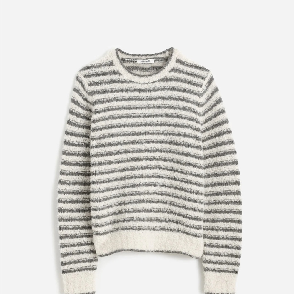 NWT Madewell Bouclé-Knit Striped Crewneck Sweater